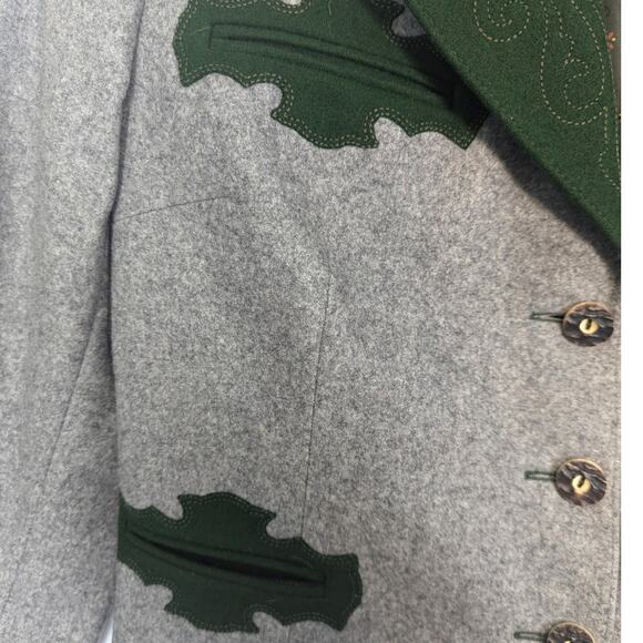 Vintage Steinbock Trachten Grey Green Wool Oktoberfest Tyrol Blazer Austrian SEE - Picture 13 of 16
